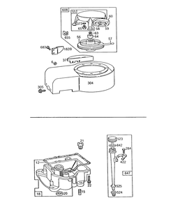 Blower Hsg, Sump, Oil Fill Diagram and Parts List for 220707-0132-XX  Briggs and Stratton Engine